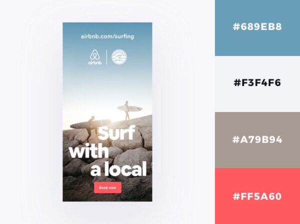 relaxing color combination in Airbnb display ad