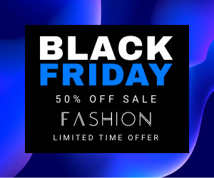 Black Friday 50 Blue Fashion Sale Inline Rectangle 300x250