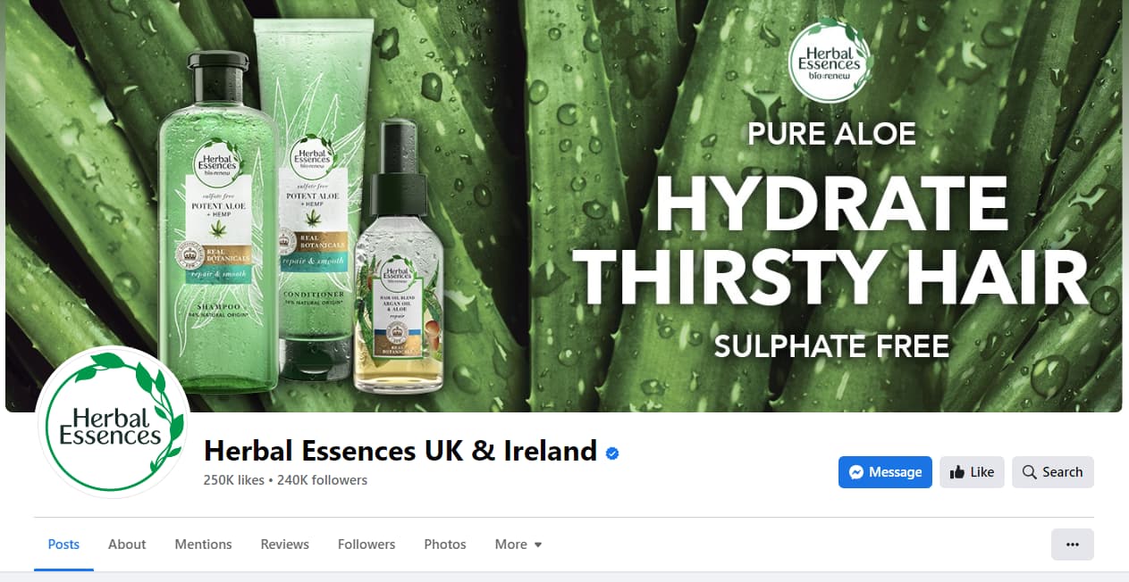 herbal essences facebook cover