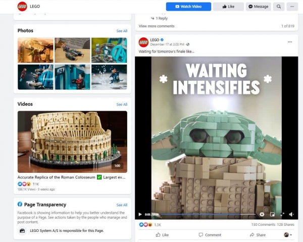 lego on facebook social media design
