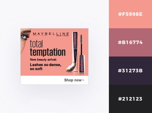 pink color palette in Maybelline display ad