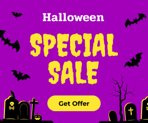 Purple Yellow Halloween Special Sale Inline Rectangle 300x250