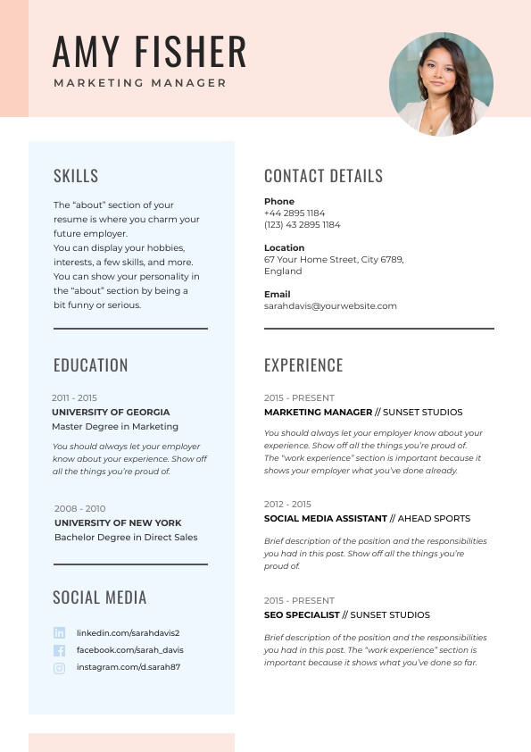 resume pastel colors