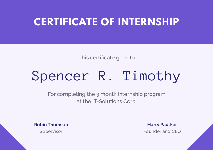 certificate of internship