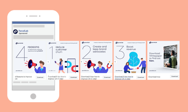 Facebook carousel ad example parcellab