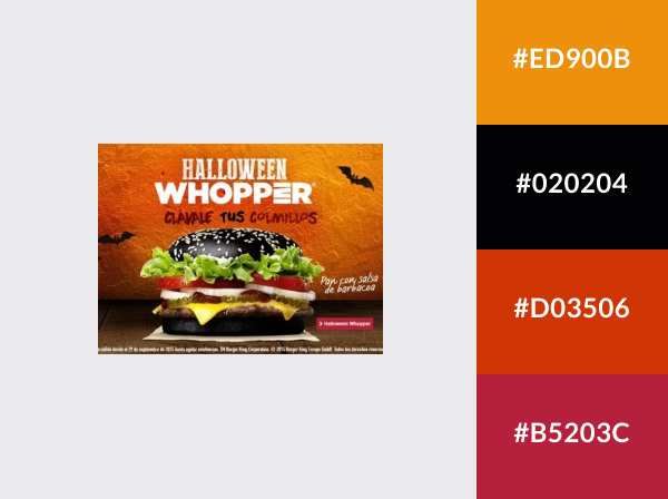 Halloween color palette yellow black orange red