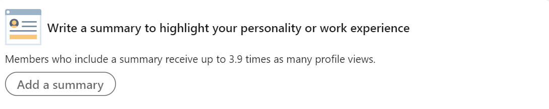 LinkedIn's "Write a Summary" page.