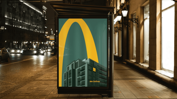 Minimalist McDonald's Delivery ad created by Leo Burnett ad agency found in the streets of London.