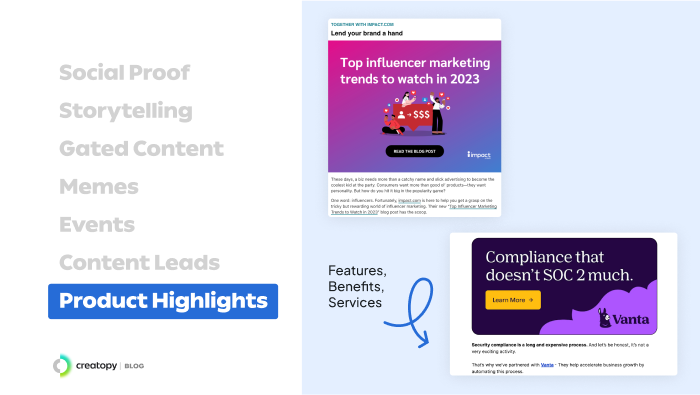 Newsletter ad product highlights theme