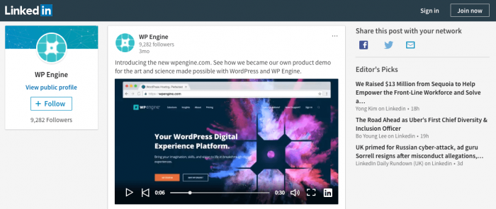 Linkedin video ads example