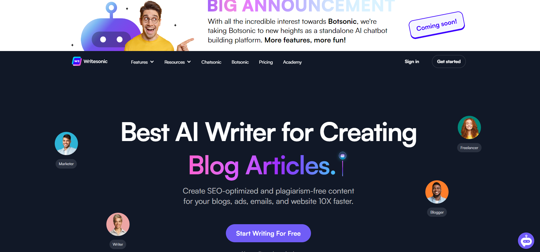 Writesonic AI content writing tool